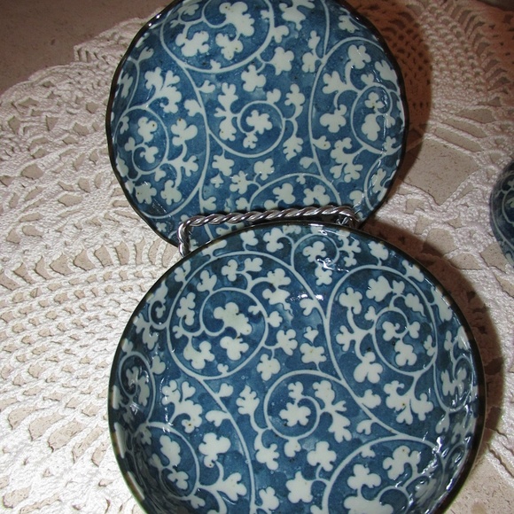 2 piece set Japanese handleless porcelain transfer ware set - Picture 3 of 9